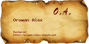 Orowan Alex névjegykártya